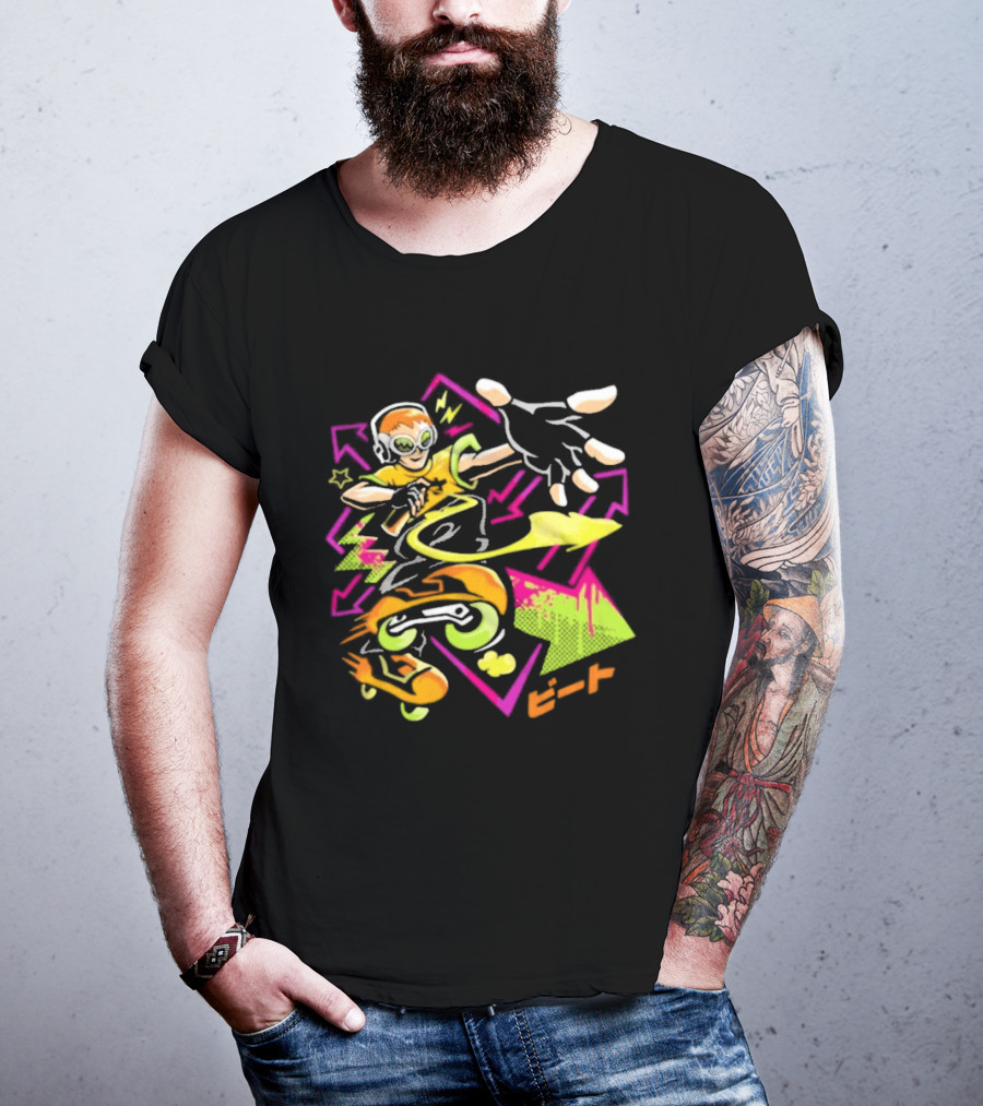 Jet Set Radio Beat Character Keep Rollin Neon Graffiti T-Shirt