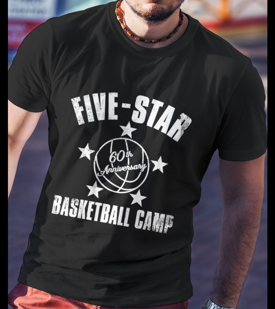 FIVE STAR 60th Anniversary Basketball Camp Ball And Stars T-Shirt
