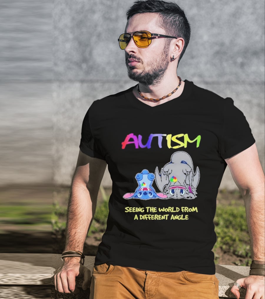 Autism Seeing The World From A Different Angle Toothless Stitch T-Shirt