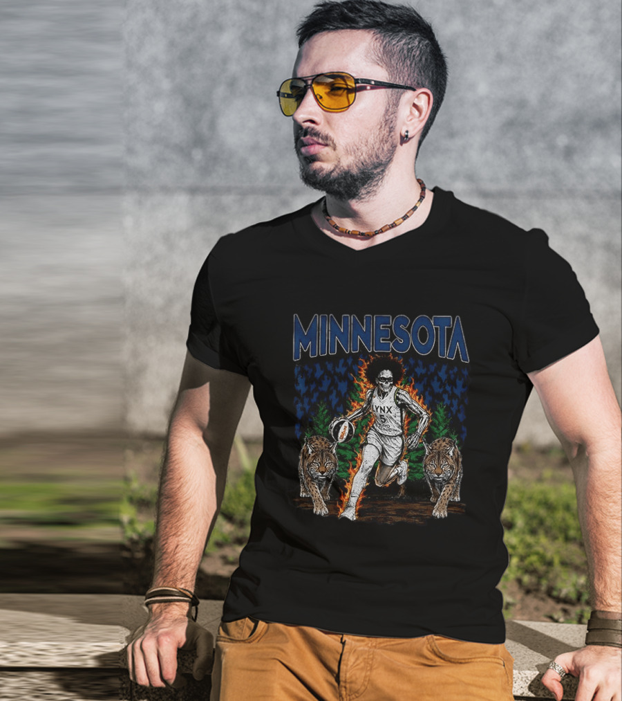 Minnesota Lynx WNBA Basketball Skull With Lynxes Game Day 2026 T-Shirt