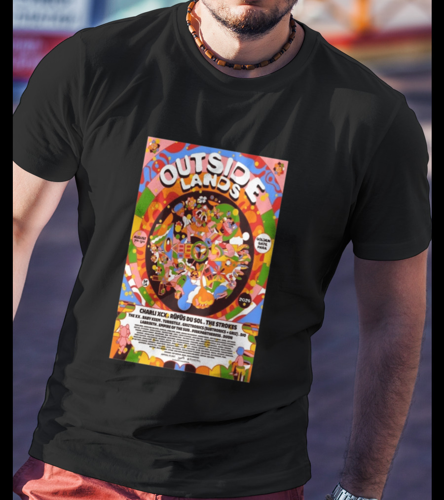 Outside Lands San Francisco August 7 9 2026 Golden Gate Park Charli XCX The Strokes Rüfüs Du Sol Lineup T-Shirt