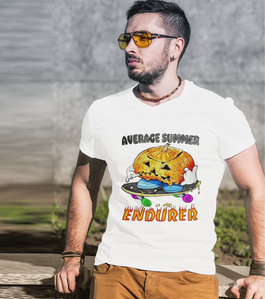 Average Summer Endurer Pumpkin Skater Skateboarding T-Shirt