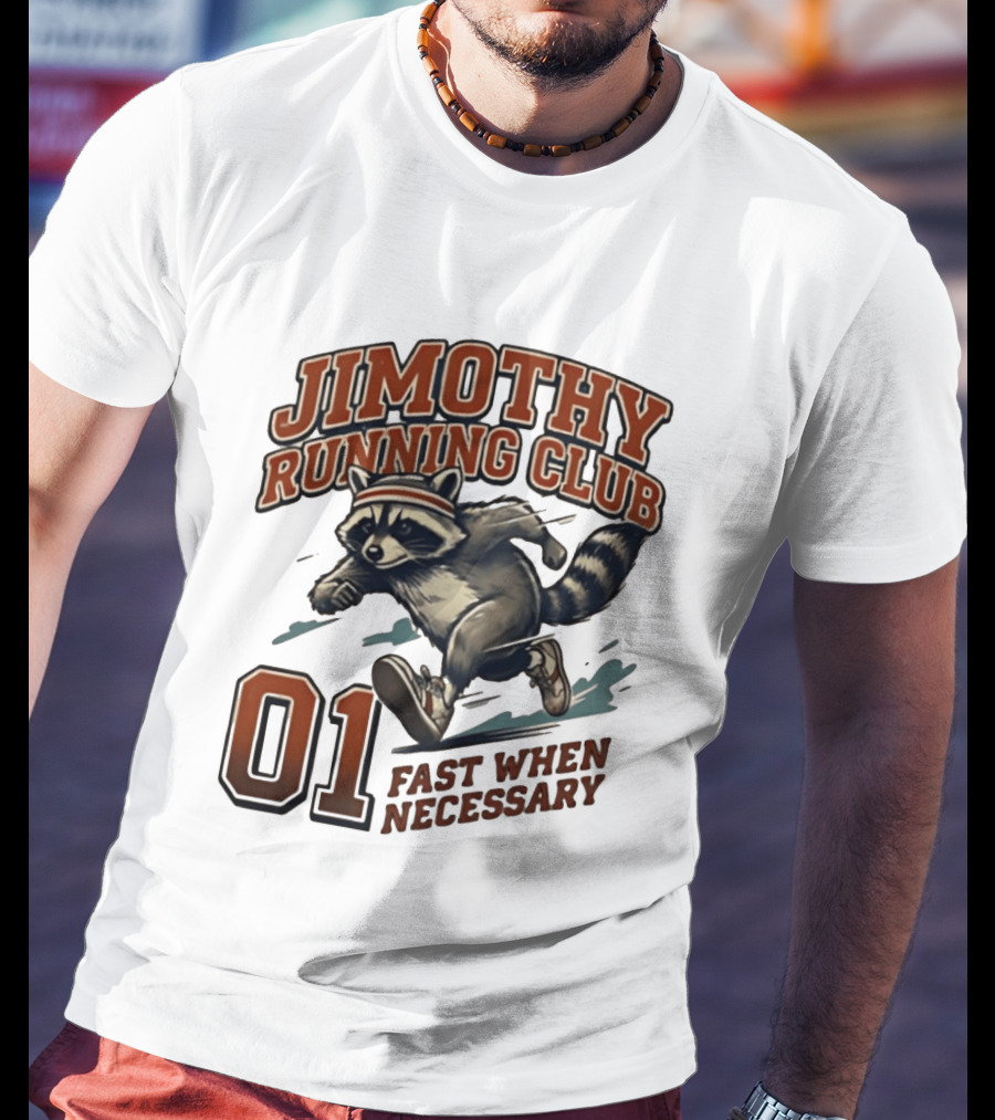 Jimothy Running Club 01 Fast When Necessary Raccoon T-Shirt
