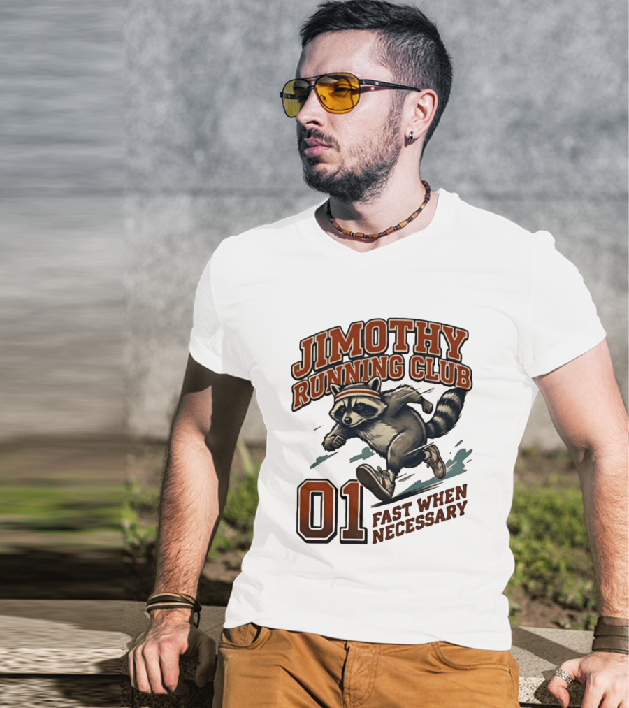Jimothy Running Club 01 Fast When Necessary Raccoon T-Shirt