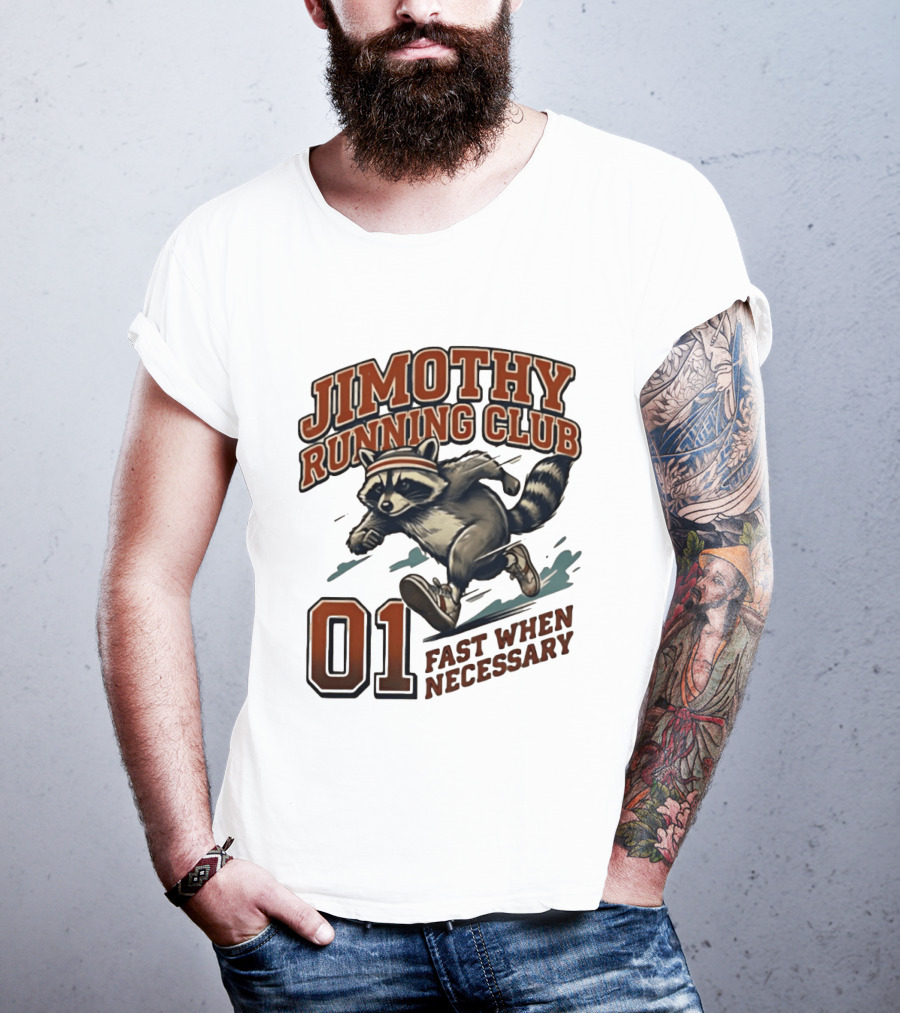 Jimothy Running Club 01 Fast When Necessary Raccoon T-Shirt