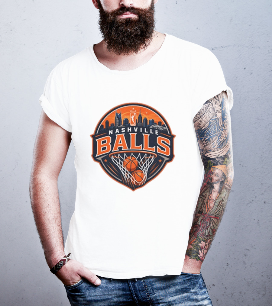 Nashville Balls Skyline Basketball Logo Cityscape T-Shirt