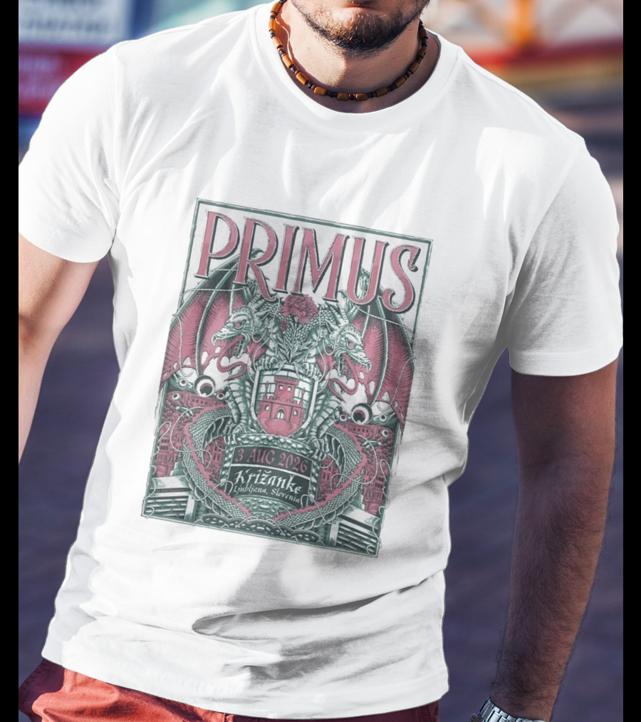 Primus 3 Aug 2026 Križanke Ljubljana Slovenia Event Dragons And Castle T-Shirt