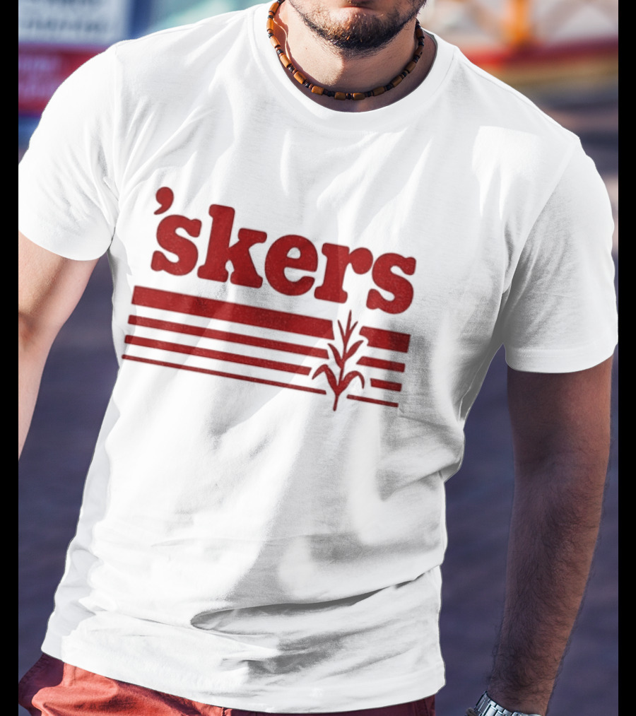Skers Nebraska Cornhuskers Text Red Lines T-Shirt