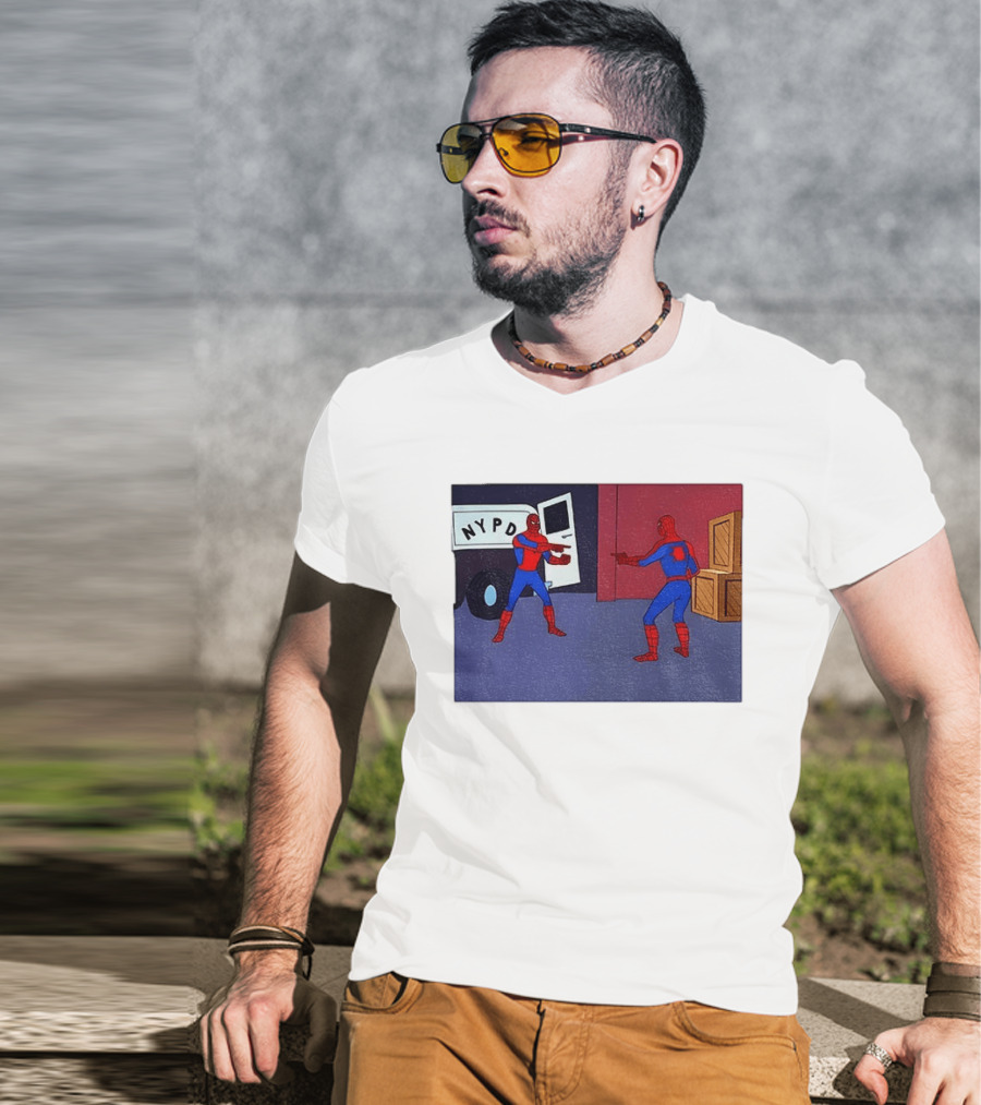 NYPD Spider Man Pointing Meme Twins Scene T-Shirt