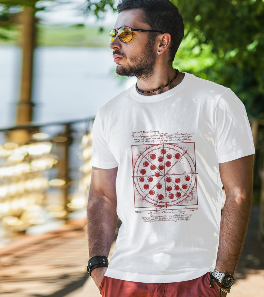 Vitruvian Pizza Leonardo Da Vinci Spider Tom Movie Pizza Drawing T-Shirt