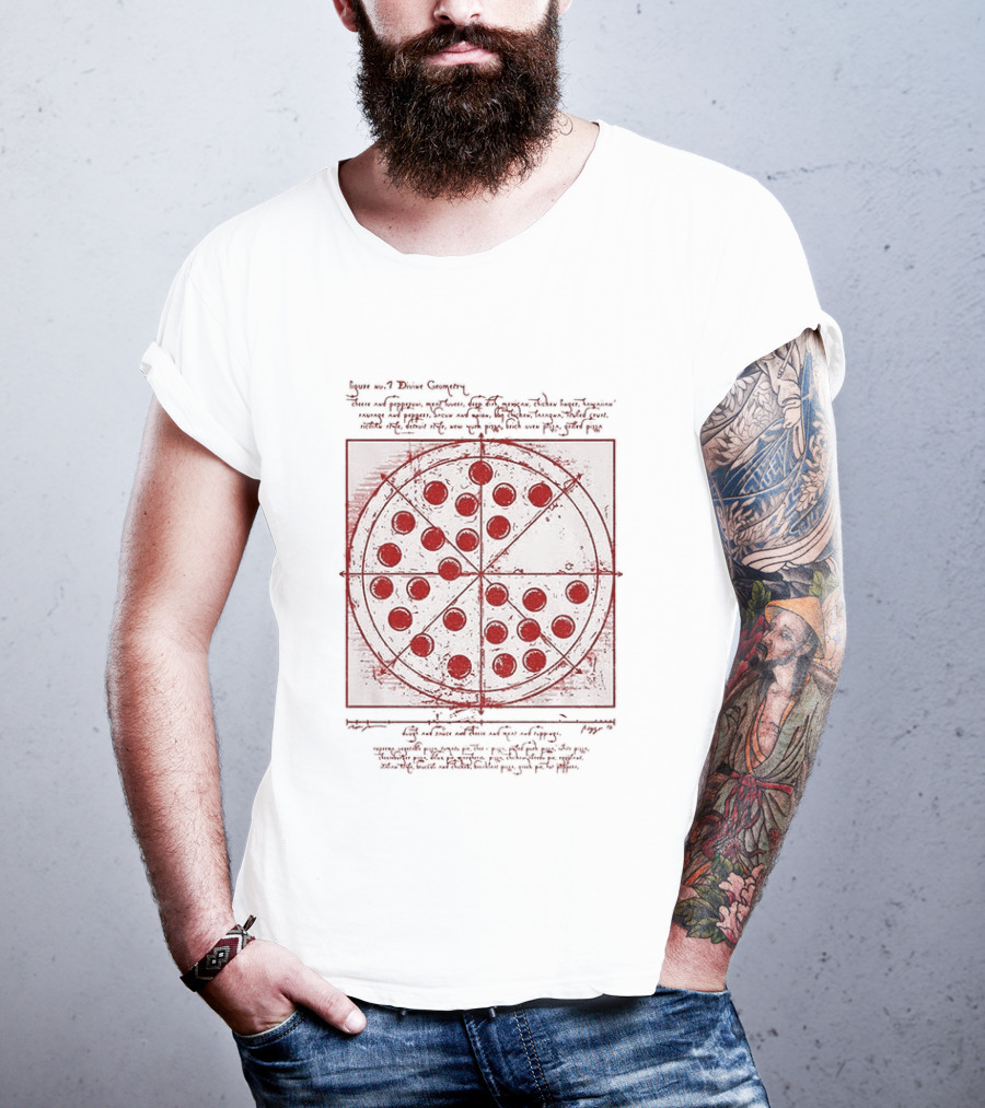 Vitruvian Pizza Leonardo Da Vinci Spider Tom Movie Pizza Drawing T-Shirt