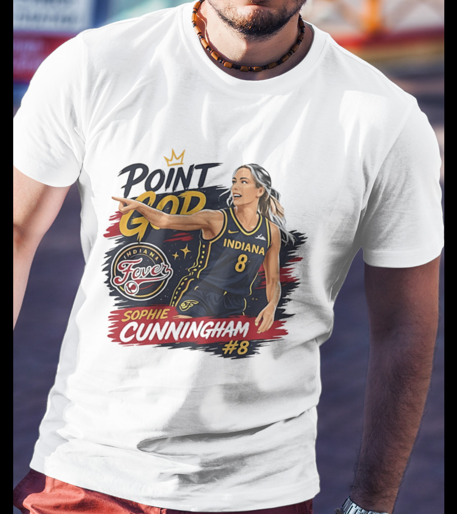 Sophie Cunningham Point God Number 8 Indiana Fever Basketball T-Shirt