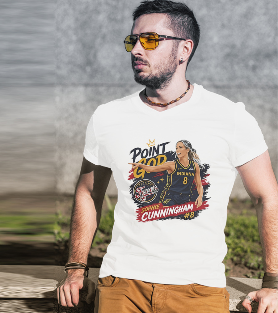 Sophie Cunningham Point God Number 8 Indiana Fever Basketball T-Shirt