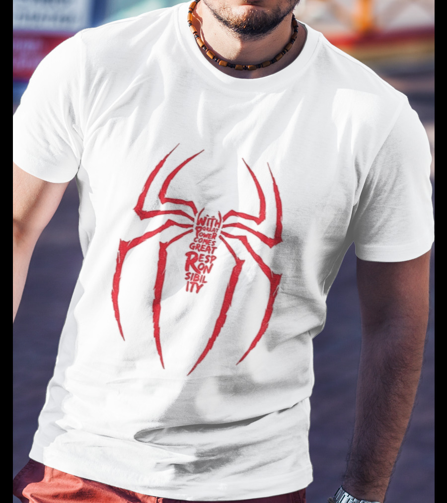 Spider Man Great Responsibility Red Symbol Superhero T-Shirt