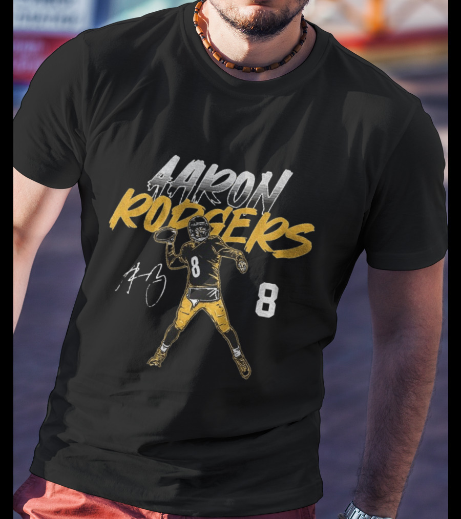 Aaron Rodgers 8 Pittsburgh Football Player Pose T-Shirt