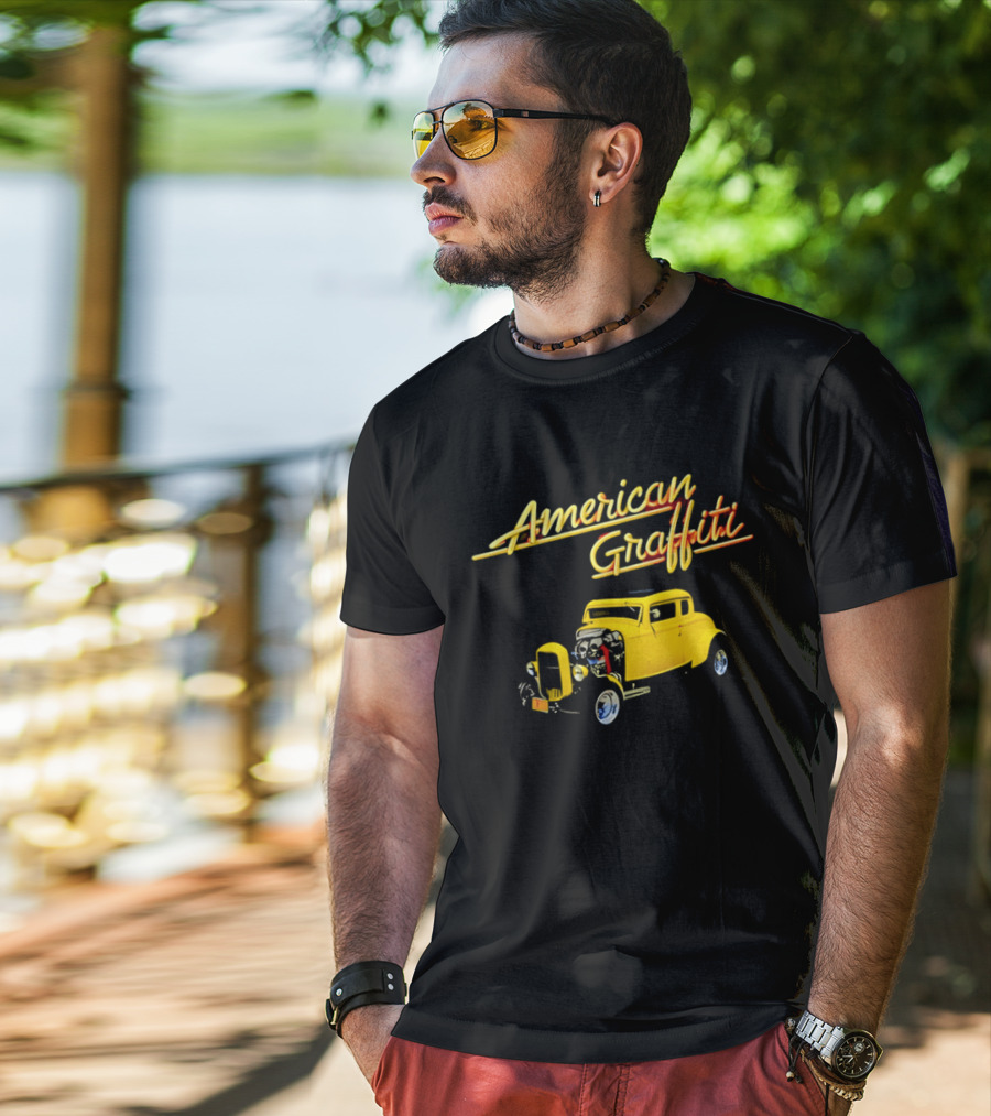 American Graffiti Yellow Deuce Coupe Hot Rod Car T-Shirt