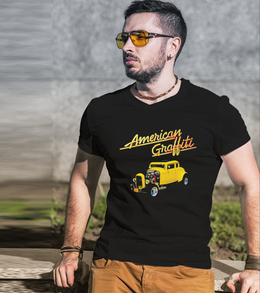 American Graffiti Yellow Deuce Coupe Hot Rod Car T-Shirt