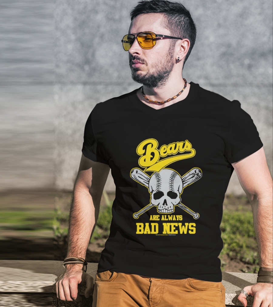 Bears Are Always Bad News Baseball Skull Crossed Bats T-Shirt