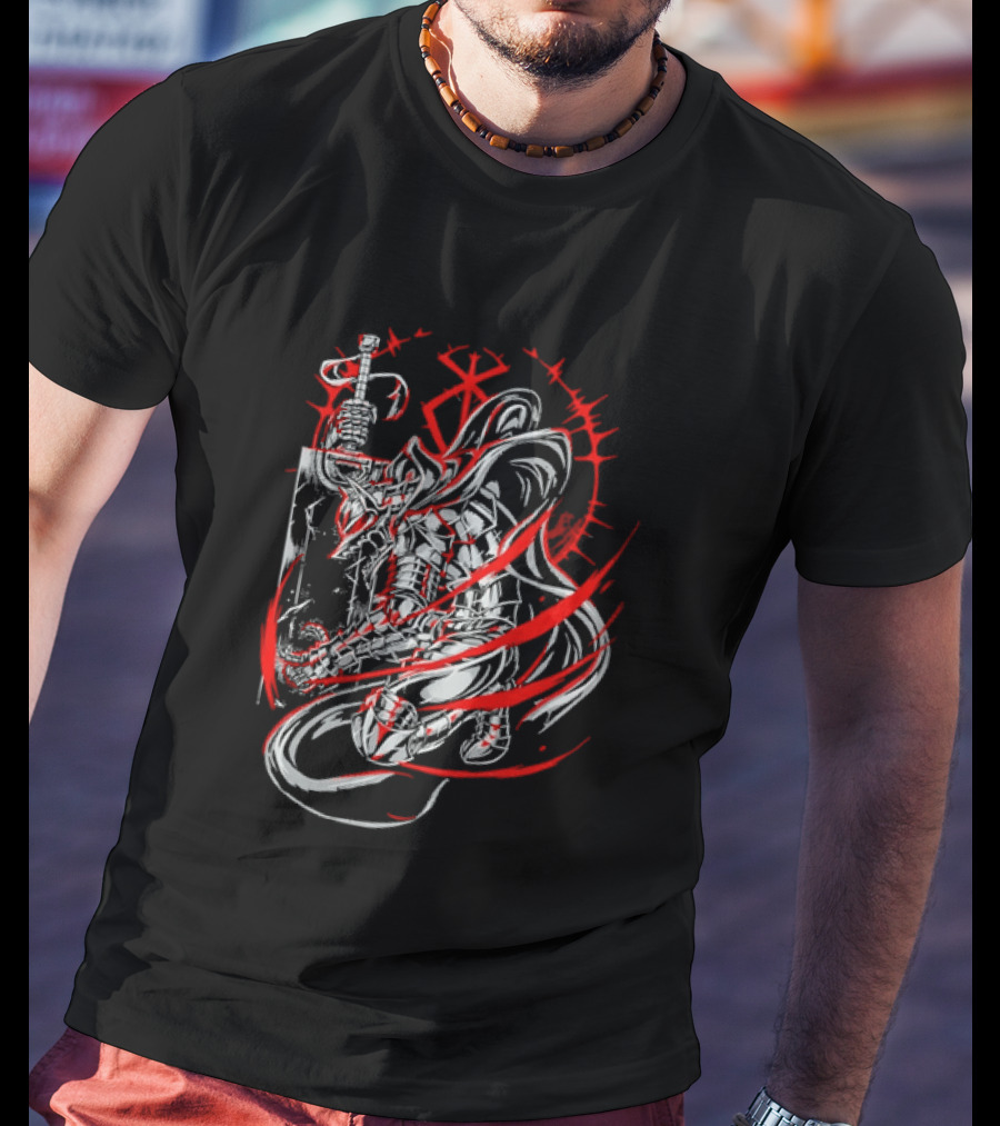 Berserk Dragonslayer Sword Armored Knight Red Sacrifice Glyph T-Shirt