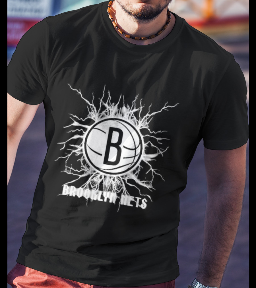 Brooklyn Nets B Lightning Basketball Burst T-Shirt