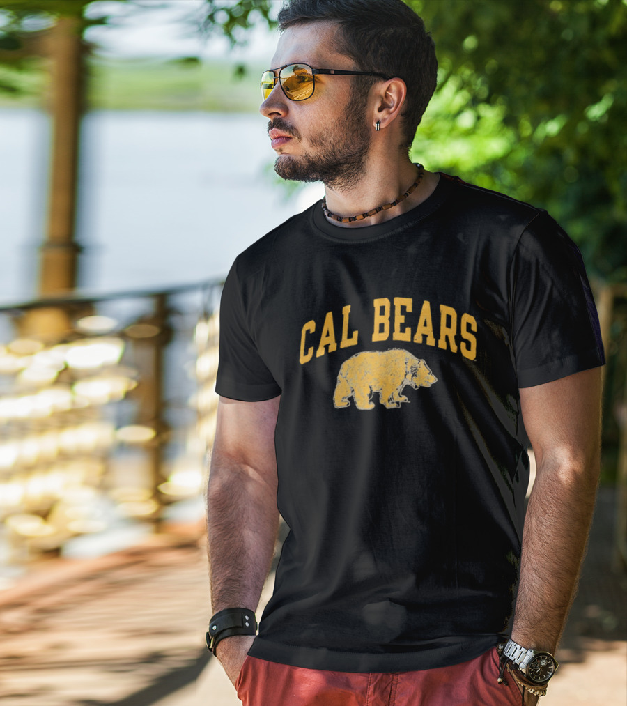 Cal Bears NCAA Distressed Grizzly Bear Profile T-Shirt