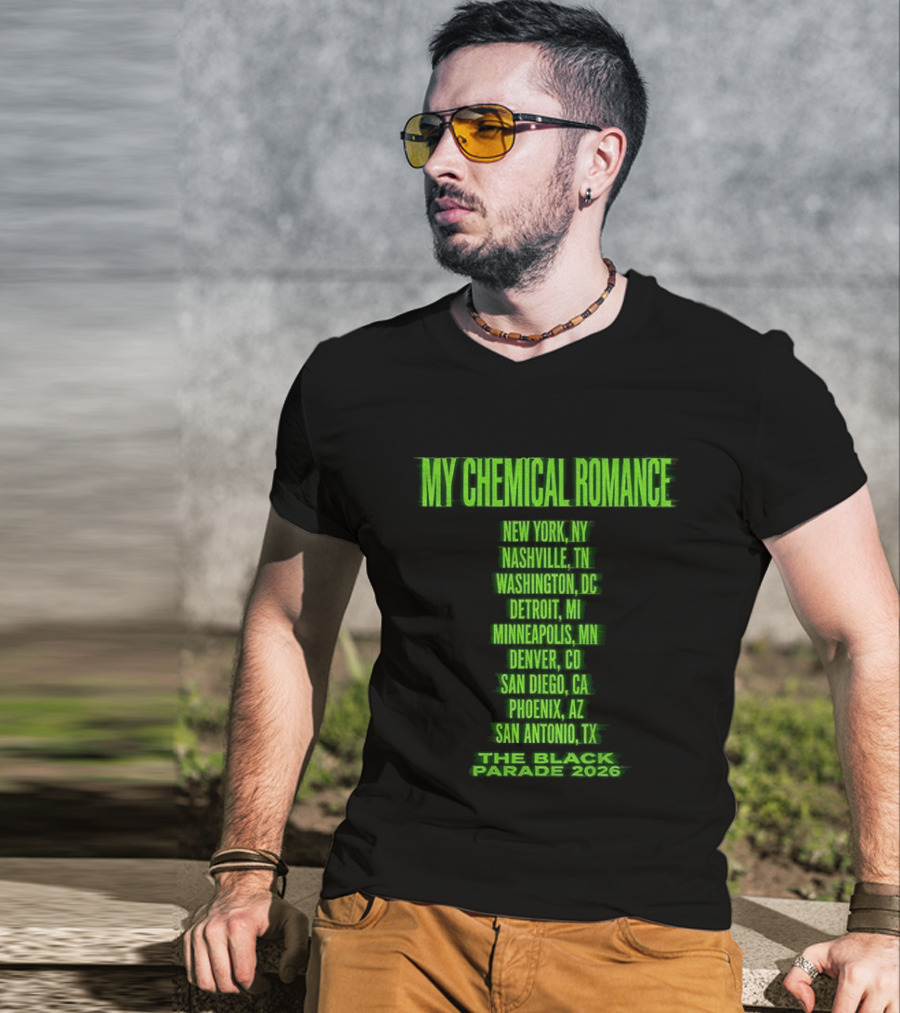 My Chemical Romance The Black Parade 2026 New York City Nashville Washington Detroit Minneapolis Denver San Diego Phoenix San Antonio Tour Dates T-Shirt