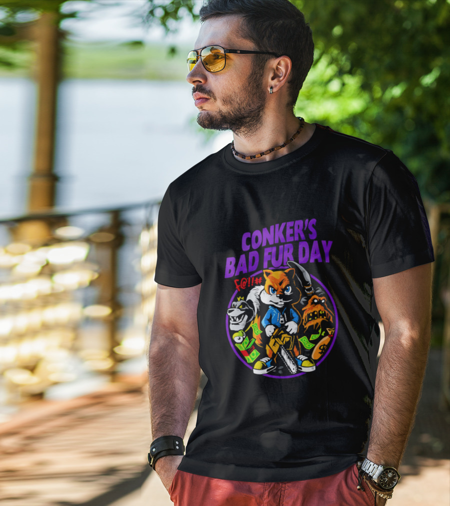 Conker's Bad Fur Day Chainsaw Squirrel Gaming Money T-Shirt