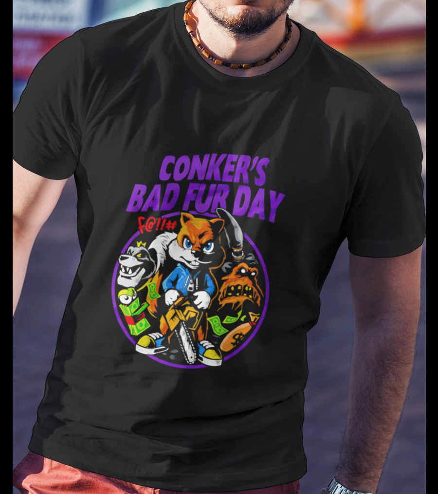 Conker's Bad Fur Day Chainsaw Squirrel Gaming Money T-Shirt