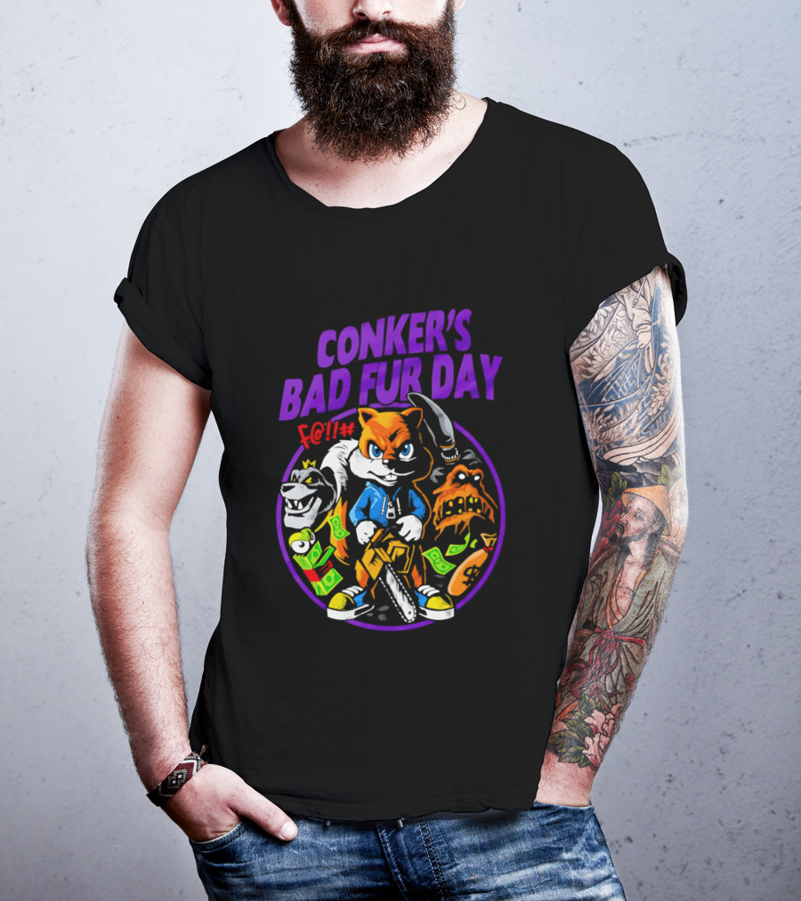 Conker's Bad Fur Day Chainsaw Squirrel Gaming Money T-Shirt