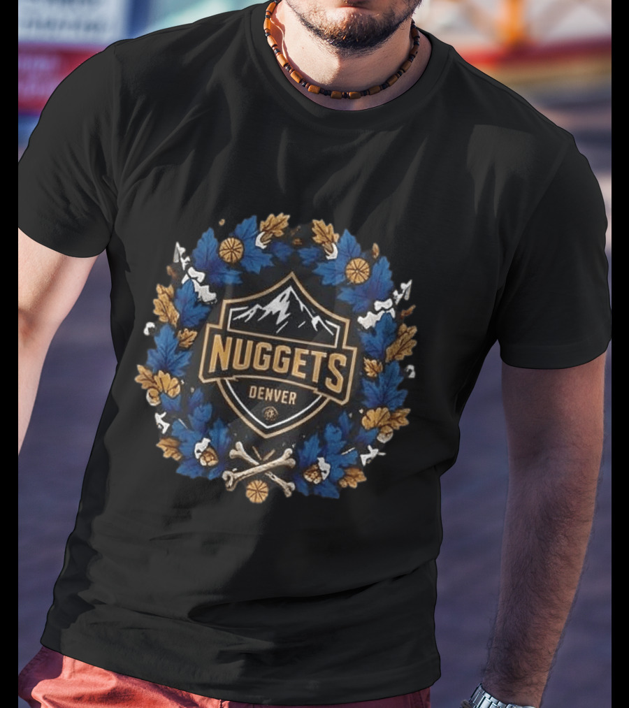 Denver Nuggets Maple Leaves Skull Bats Basketball Halloween T-Shirt