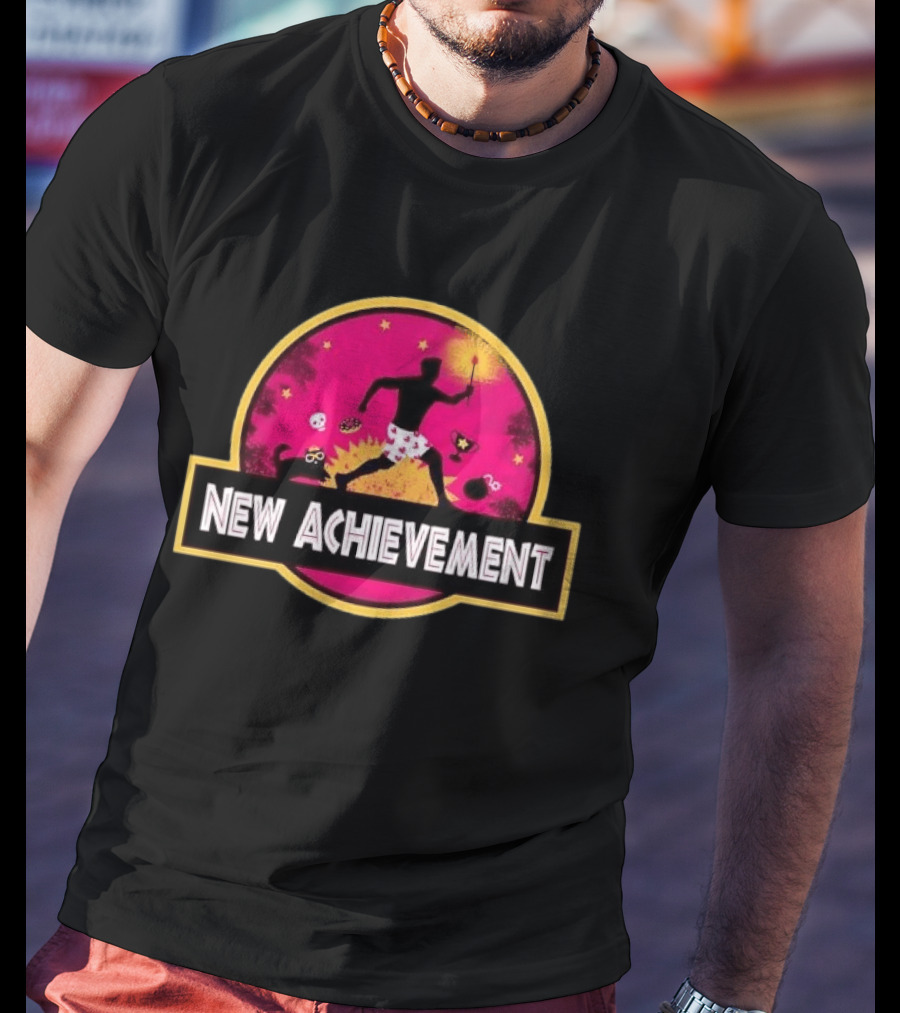 New Achievement Running Man Heart Boxers Torch Jurassic T-Shirt