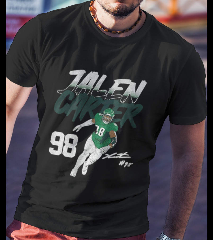 Jalen Carter Philadelphia Eagles 98 Football Player Signature T-Shirt