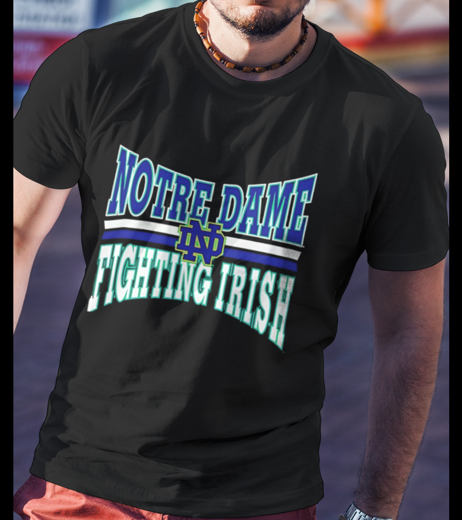 Notre Dame Fighting Irish Interlocking ND Monogram Curved NCAA T-Shirt