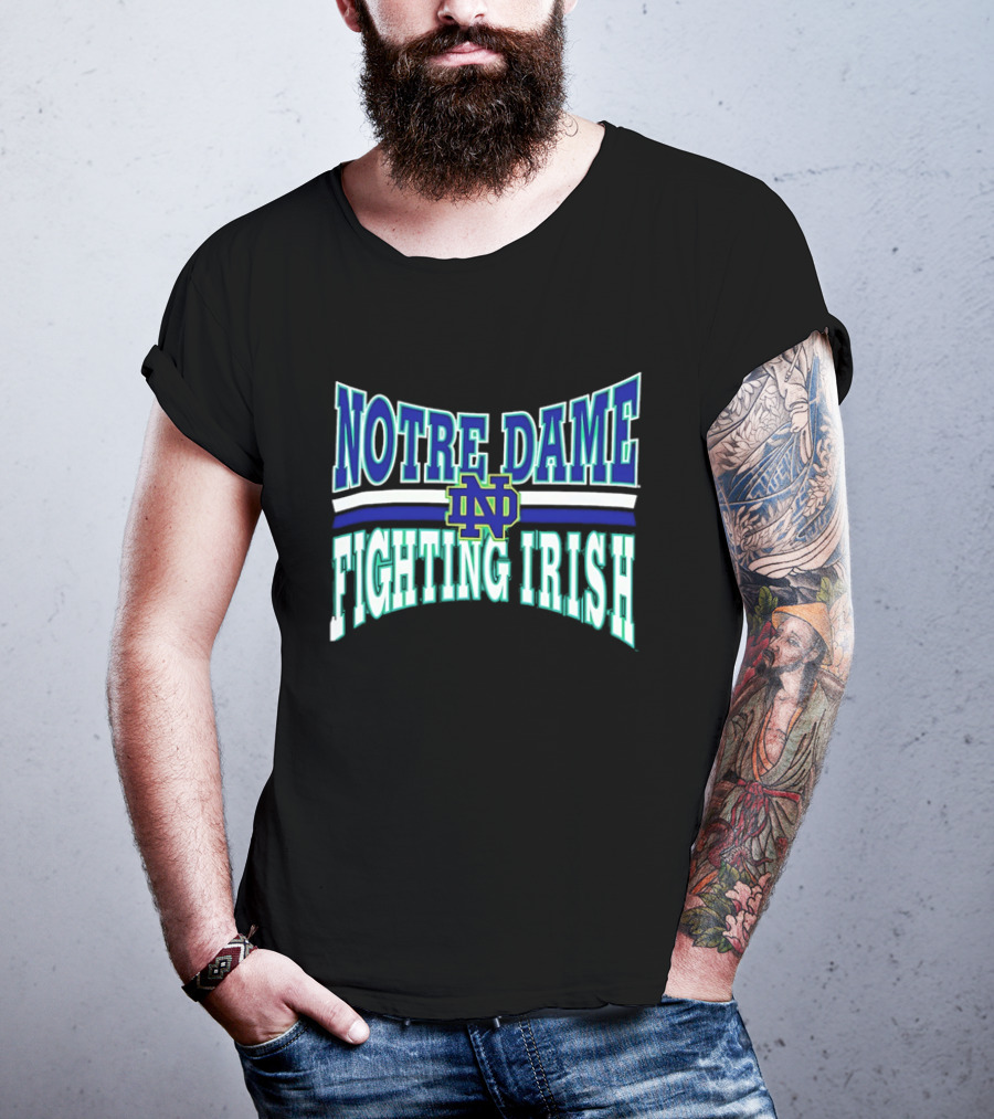 Notre Dame Fighting Irish Interlocking ND Monogram Curved NCAA T-Shirt