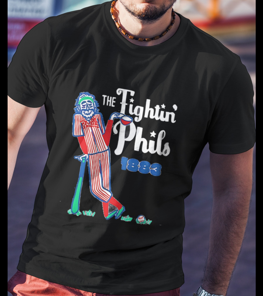 Phillies The Fightin' Phils 1883 Vintage Baseball Character With Bat And Ball T-Shirt