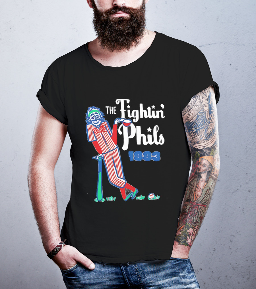 Phillies The Fightin' Phils 1883 Vintage Baseball Character With Bat And Ball T-Shirt