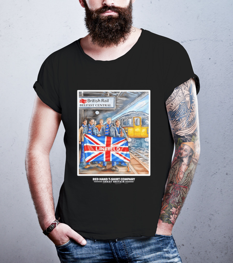 British Rail Belfast Central Linfield UK Flag T-Shirt