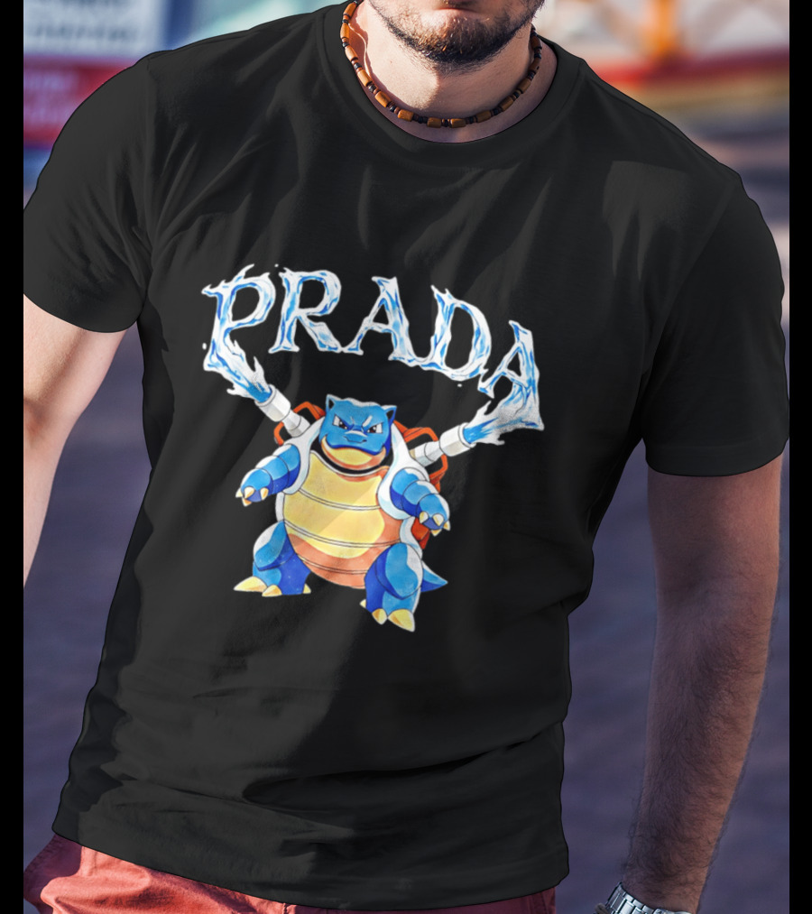 Prada Blastoise Pokemon Mashup Water Cannon T-Shirt
