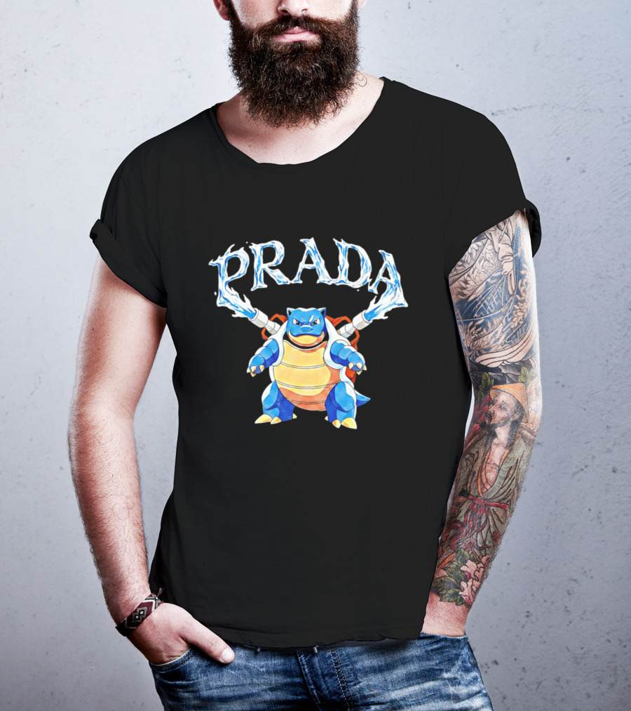 Prada Blastoise Pokemon Mashup Water Cannon T-Shirt