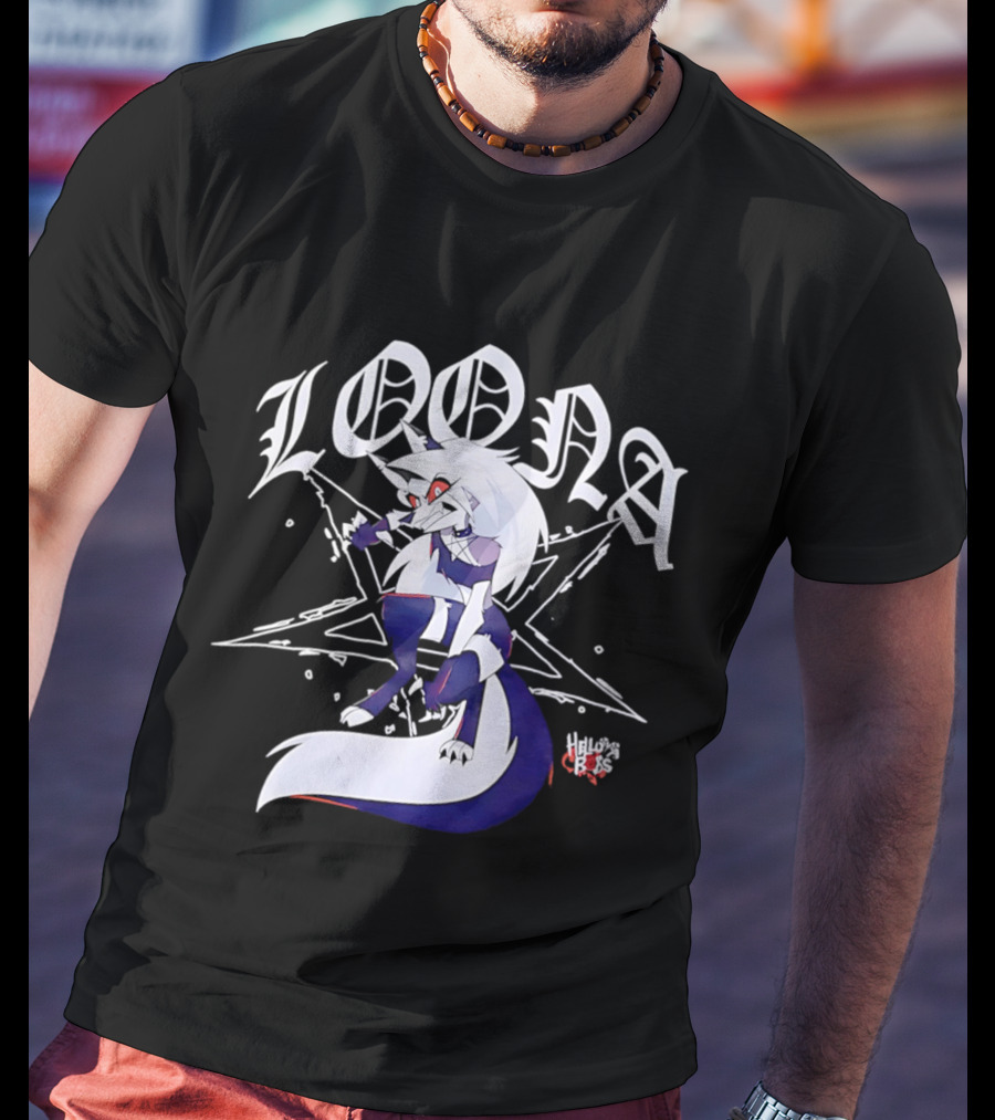Loona Helluva Boss Demon Character With Stylized White Text And Pentagram T-Shirt