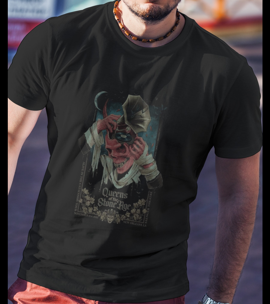 Queens Of The Stone Age Alive In The Catacombs Tour 2025 Saenger Theatre New Orleans T-Shirt