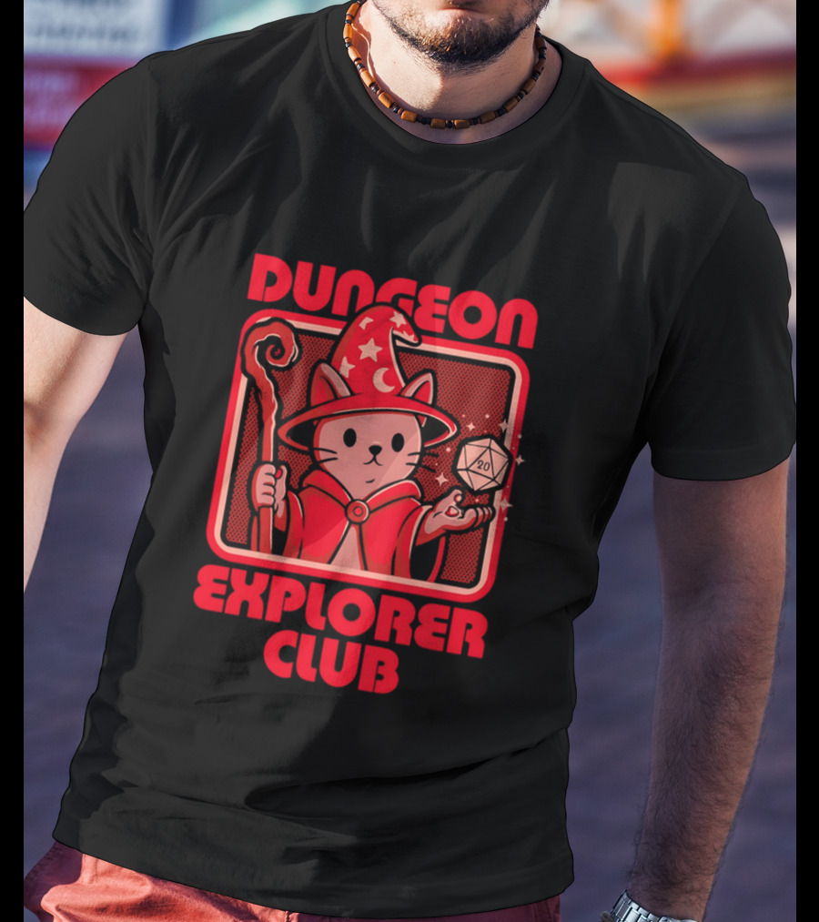 Dungeon Explorer Club RPG Mage Cat T-Shirt