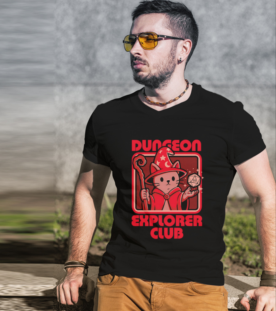 Dungeon Explorer Club RPG Mage Cat T-Shirt