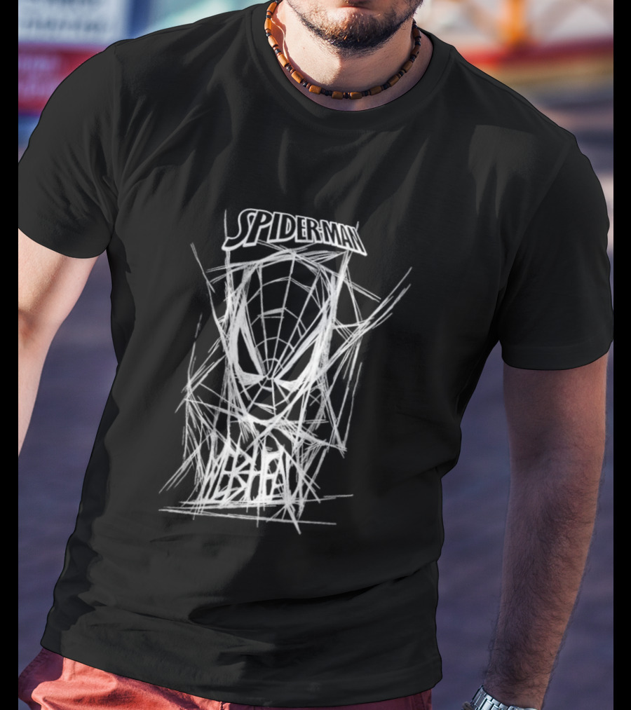 Spider Man Webbed Mask Sketch Spiderman Webhead T-Shirt