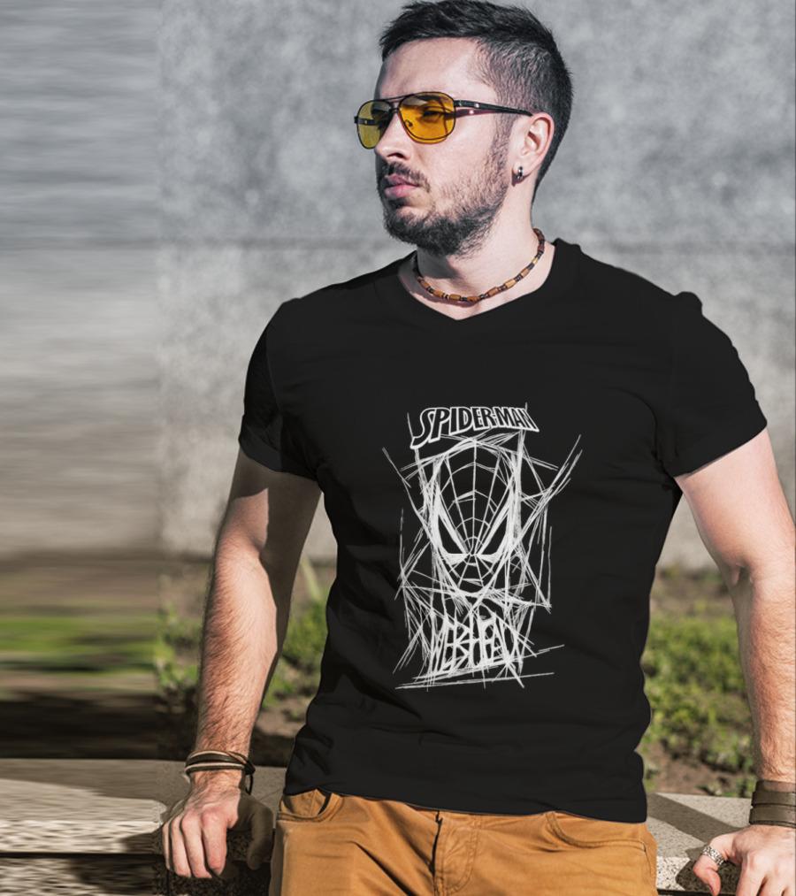 Spider Man Webbed Mask Sketch Spiderman Webhead T-Shirt