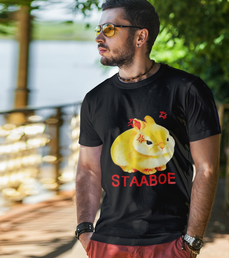 Staaboe Angry Fluffy Yellow Rabbit Red Marks T-Shirt