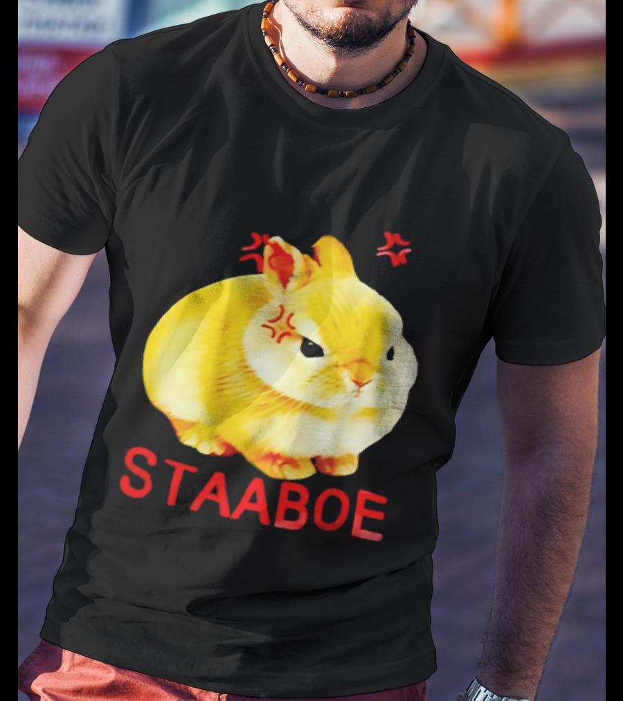 Staaboe Angry Fluffy Yellow Rabbit Red Marks T-Shirt