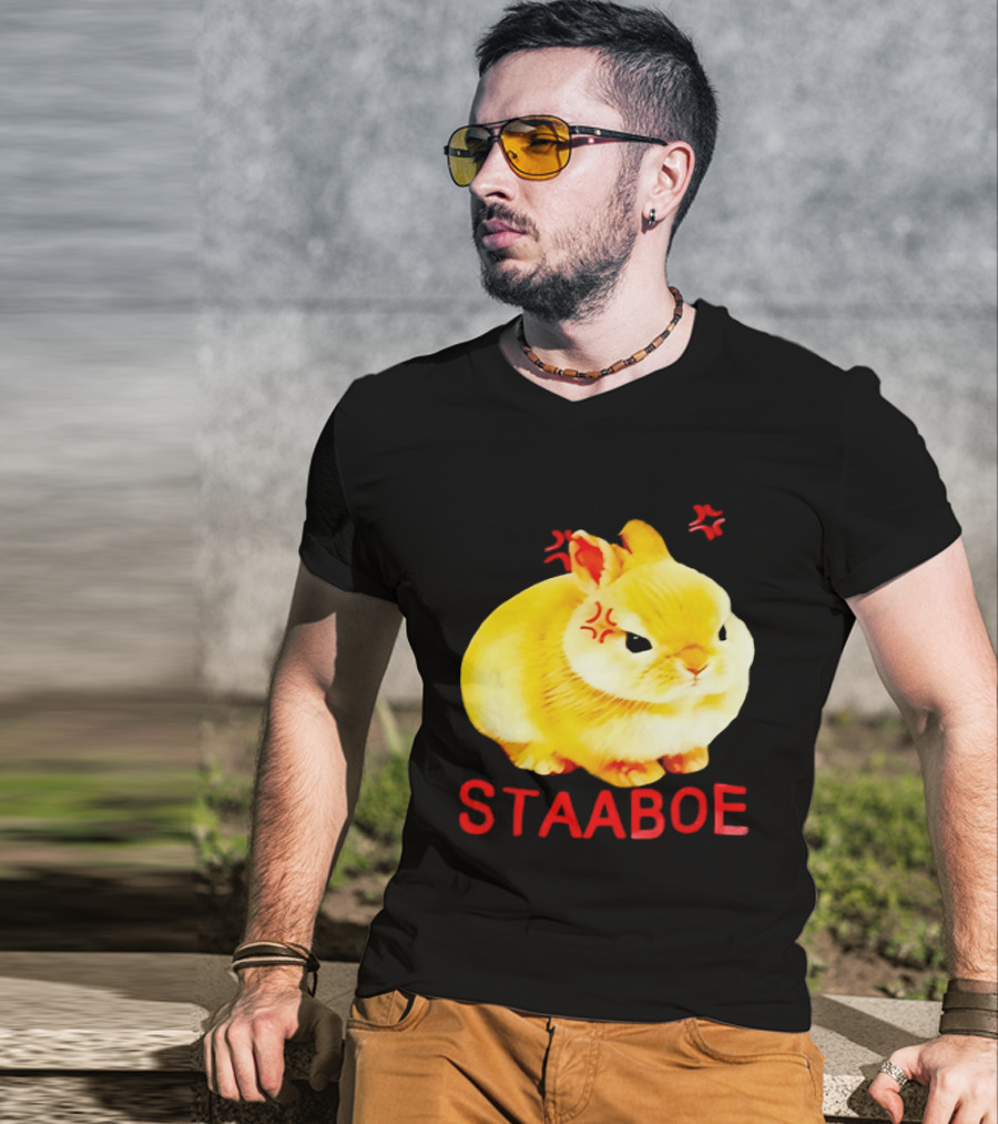 Staaboe Angry Fluffy Yellow Rabbit Red Marks T-Shirt