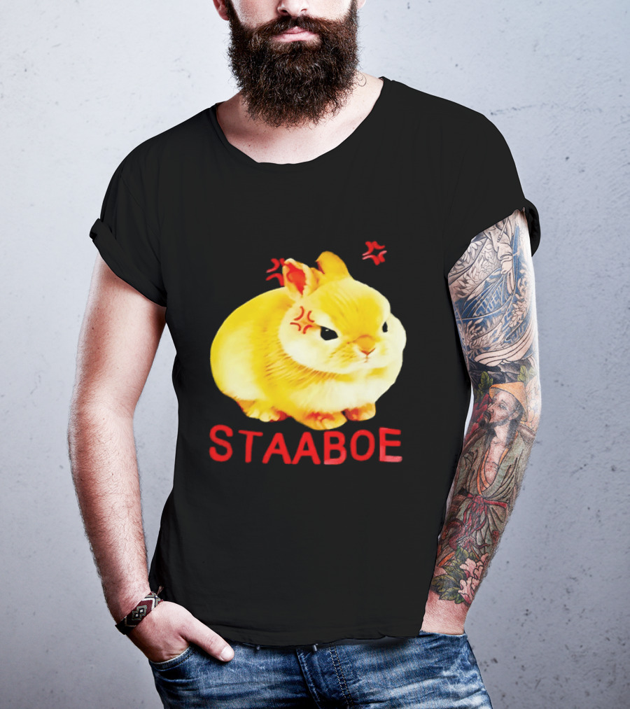 Staaboe Angry Fluffy Yellow Rabbit Red Marks T-Shirt