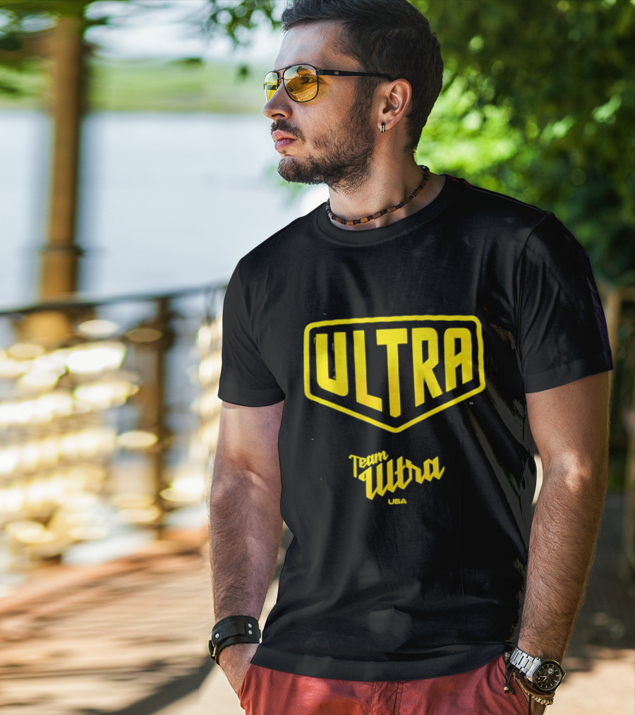 Team Ultra USA Yellow Black Shield Crest Ultra USA T-Shirt